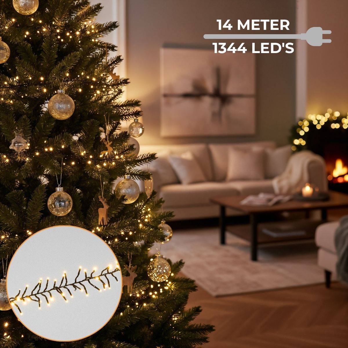 Lighto | Kerstverlichting | Kerstboomverlichting | 8-Functies | 1344 Led Lampjes | 13, 3 Meter Kabel