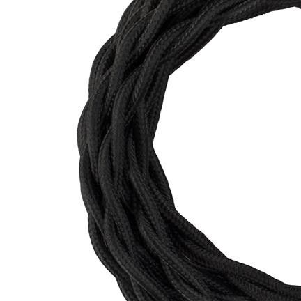 Bailey stoffen kabel gedraaid 2-aderig zwart 3m