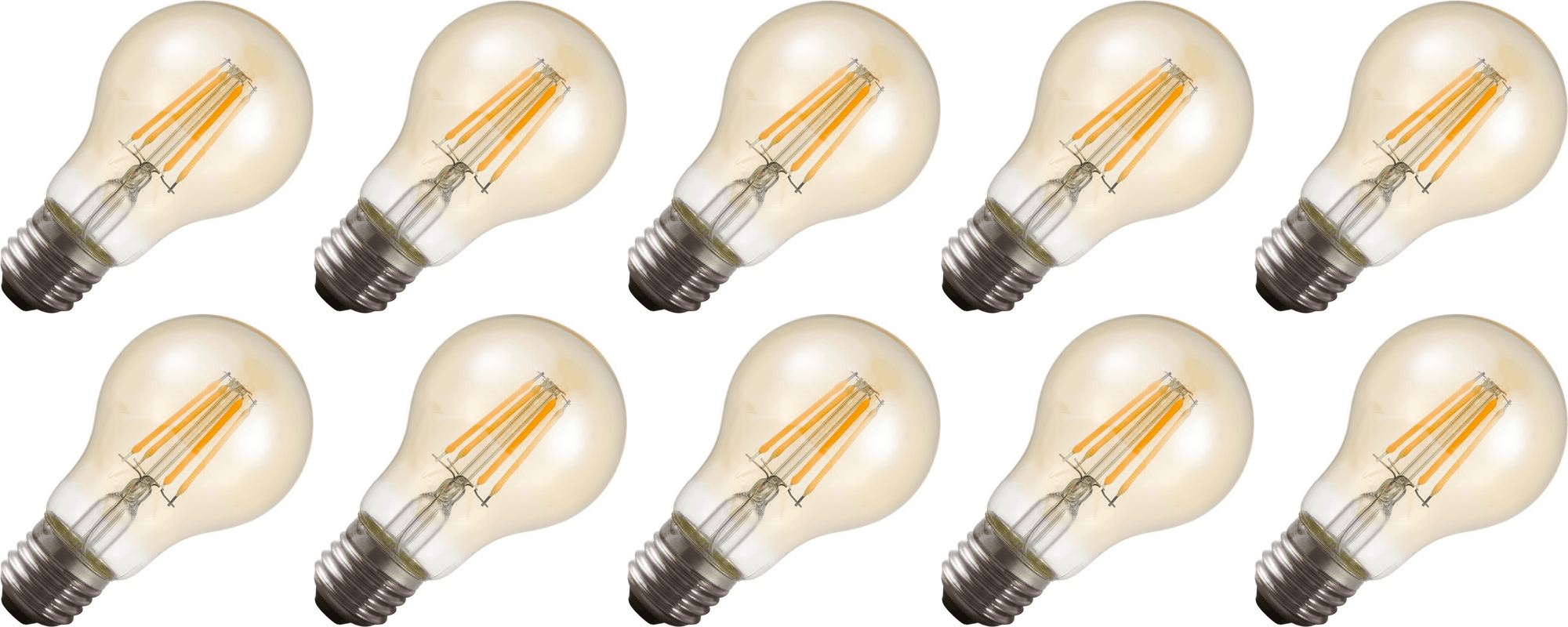 Lighto | LED filament | Grote fitting E27 | Standaardlamp | Goud | Schemersensor | 60mm | 4W | 10 stuks