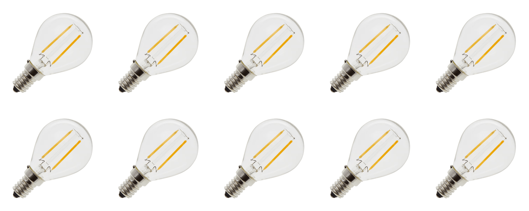 Lighto | LED filament | Kleine fitting E14 | Kogellamp | Helder | 45mm | 2W | 10 stuks