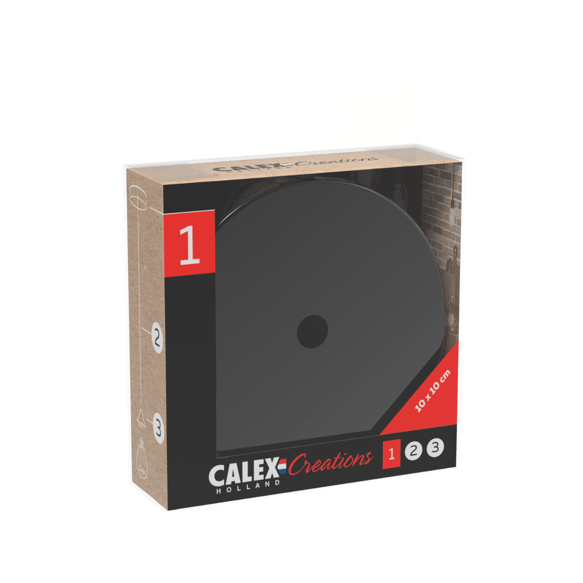 Calex | Metalen Plafondplaat | Ø100mm | 1 Gat | Glanzend Parel Zwart