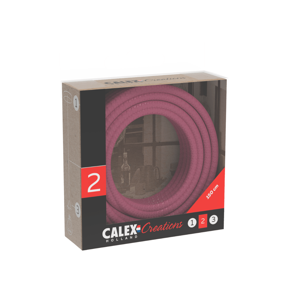 Calex | Textiel Omwikkelde Kabel | 2x0, 75mm² | 1, 5M | Roze | 60W