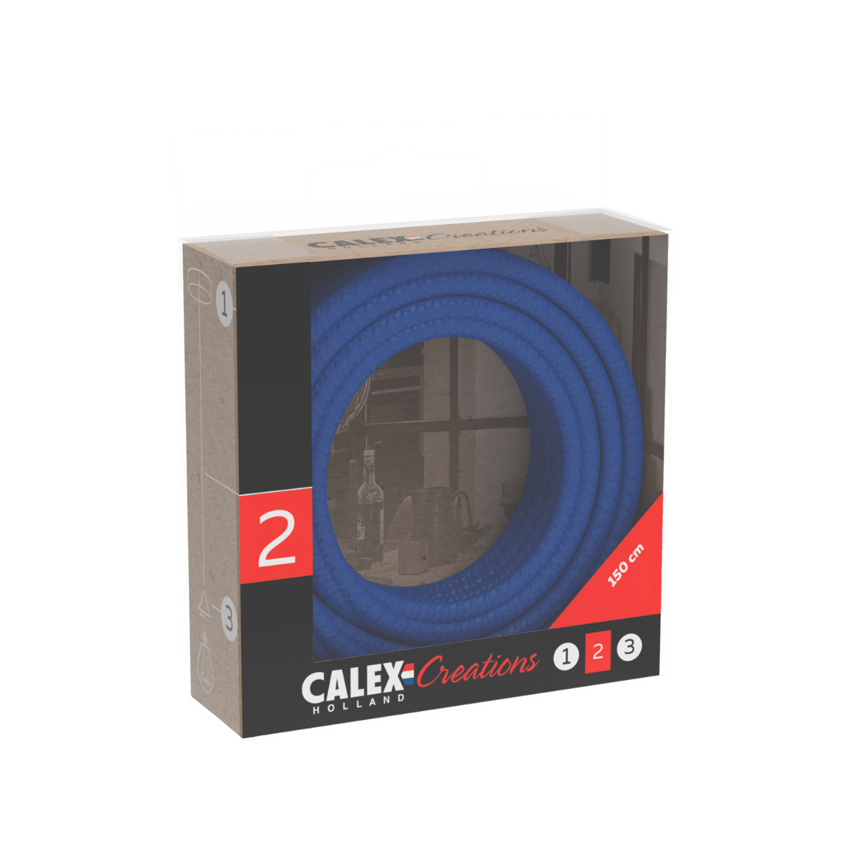 Calex | Textiel omwikkelde kabel | 2x0,75mm² | 1,5M | Blauw | 60W