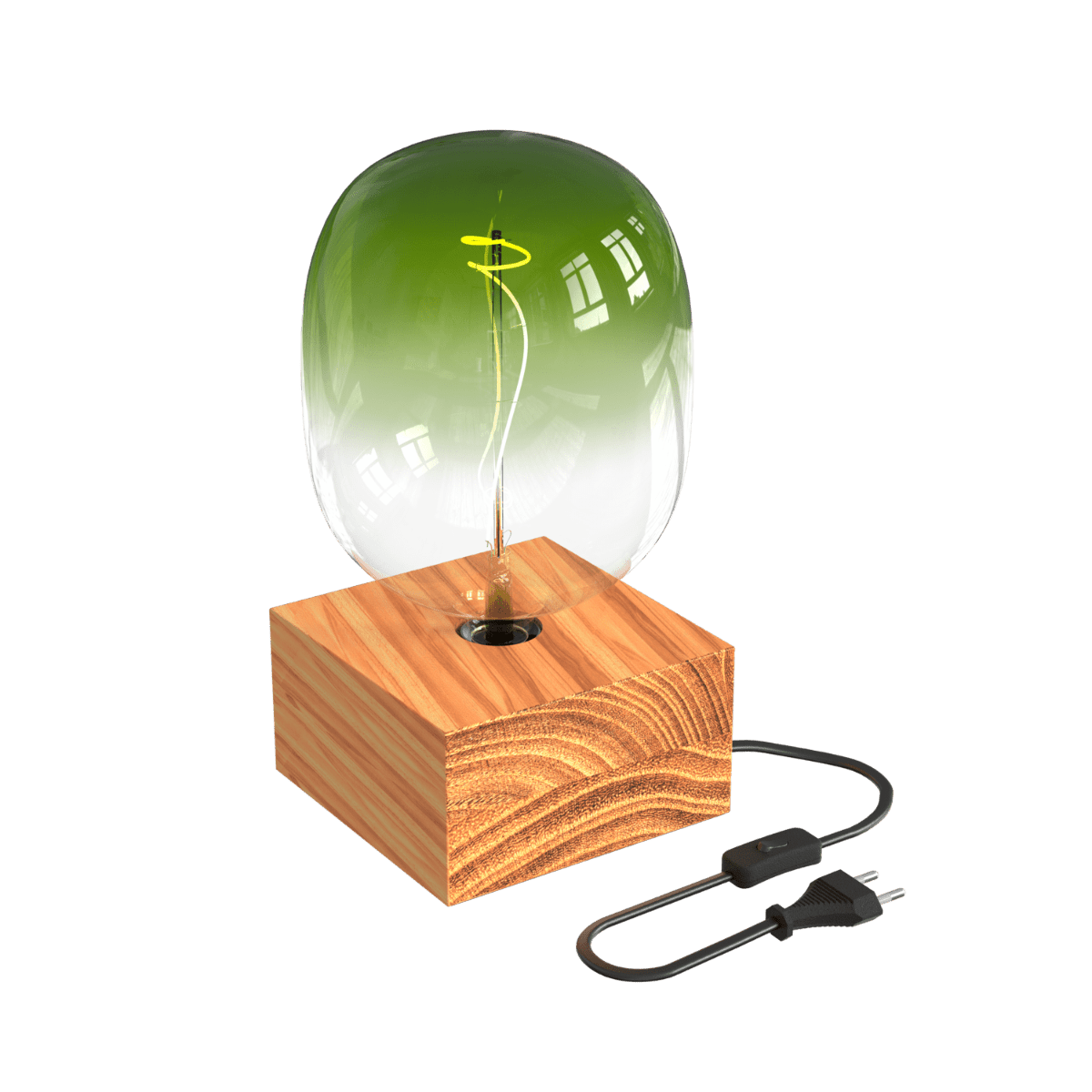 Calex | Tafelarmatuur | Hout FSC | 1,8M zwarte stoffen kabel | Aan/uit-schakelaar