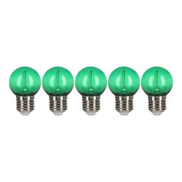 Bailey 5x Kogellamp Groen | LED Filament 0,6W | Grote fitting E27 Plastic