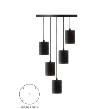 Calex Giant Retro pendel zwart E40 5 fittingen