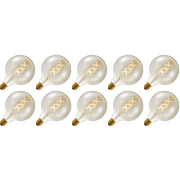 Lighto | LED filament | Grote fitting E27 | Globelamp | Goud | 125mm | 5W | 10 stuks