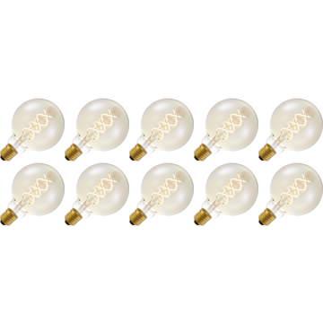 Lighto | LED filament | Grote fitting E27 | Globelamp | Goud | 95mm | 5W | 10 stuks