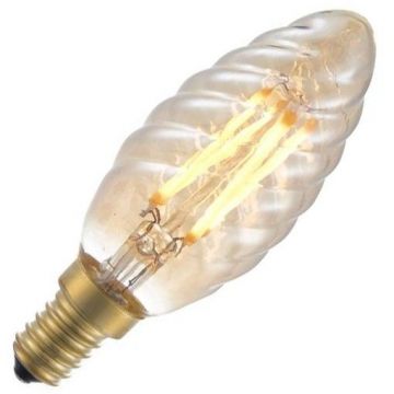 SPL LED Filament Kaarslamp gedraaid | 4W Kleine fitting E14 | Dimbaar Goud