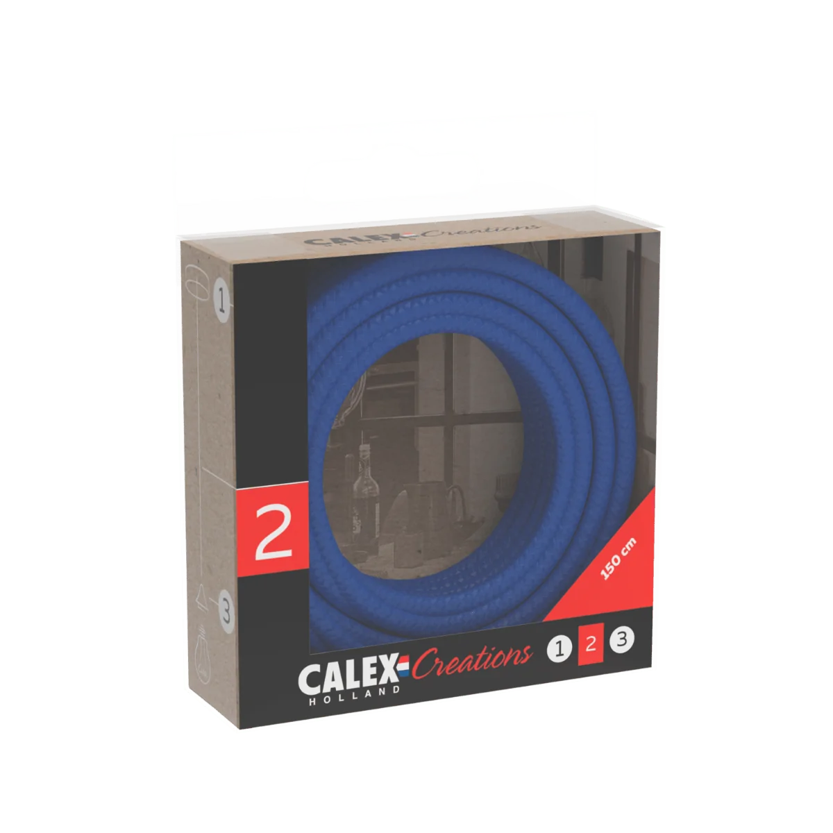 Calex | Textiel omwikkelde kabel | 2x0,75mm² | 1,5M | Blauw | 60W