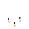 Calex | Retro Pendel | Rechthoekig 10x70cm plafondplaat | Zwart | 3xE27 fitting | 2M snoer